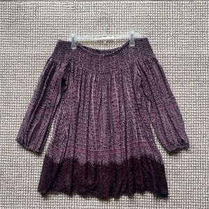 Patterned Off-the-Shoulder Top with Lace Trim